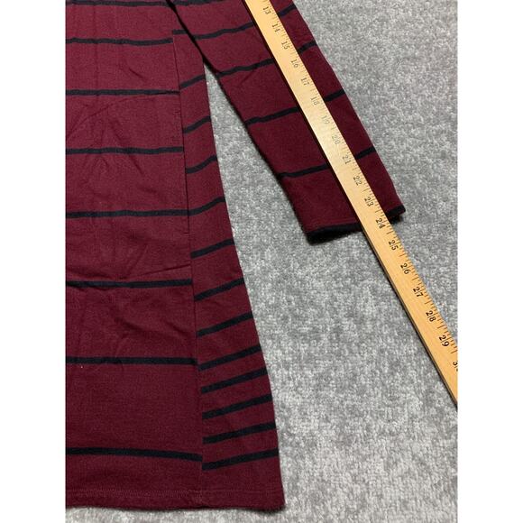 J.Jill Shift Dress Women Size S Red Striped Pockets Cotton Rayon Long Sleeve - Picture 10 of 12